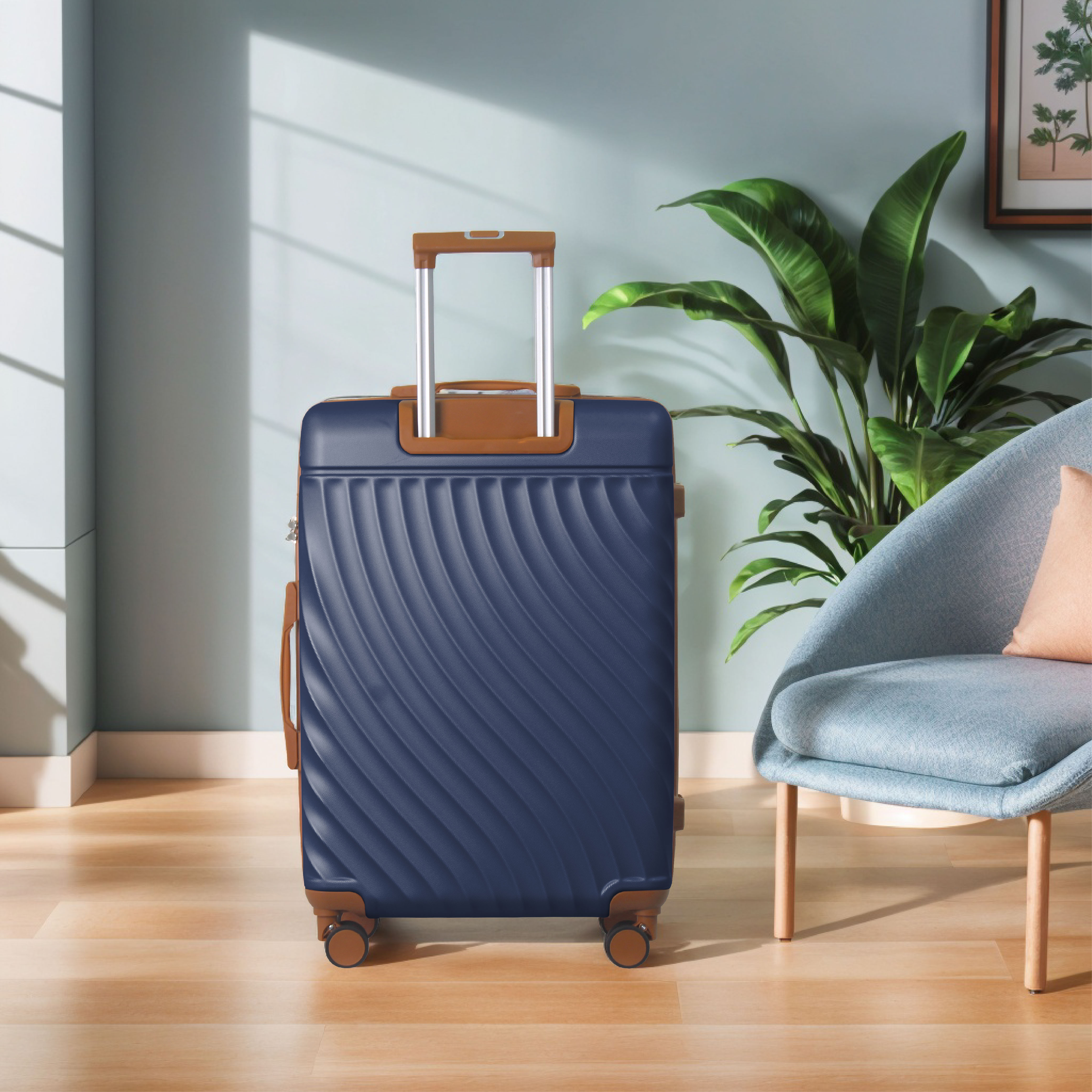 Luggage Sets ABS Hardshell 3pcs Luggage, Lightweight Durable Suitcase Sets Spinner Wheels Suitcase With TSA Lock 20''24''28'' Available(Navy Blue)_voghion.com